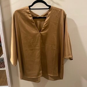 NWT - Shiny Camel/Tan Blouse